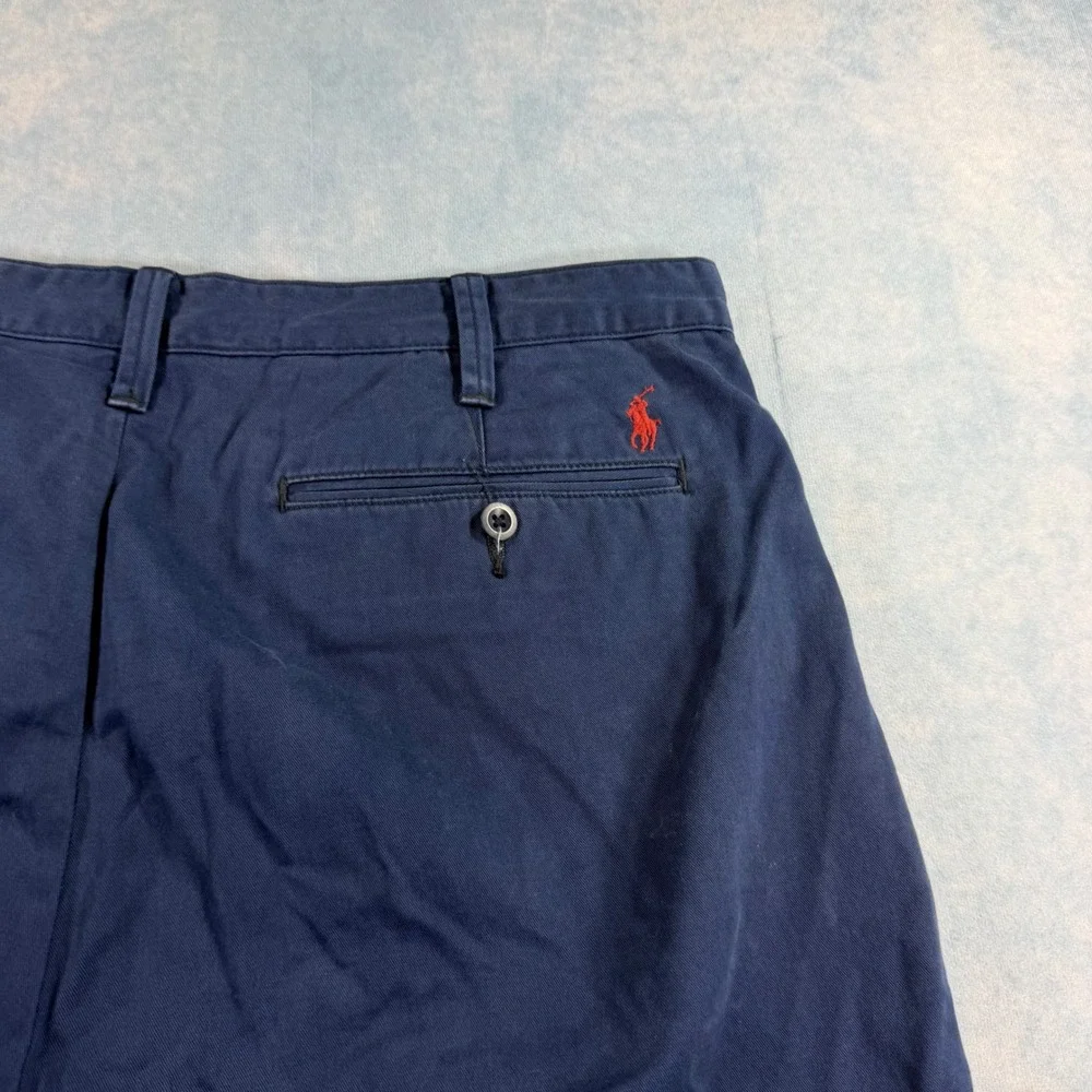 Polo Ralph Lauren Shorts Mens 38 Navy Blue Excellent Relaxed Fit Chino Cotton